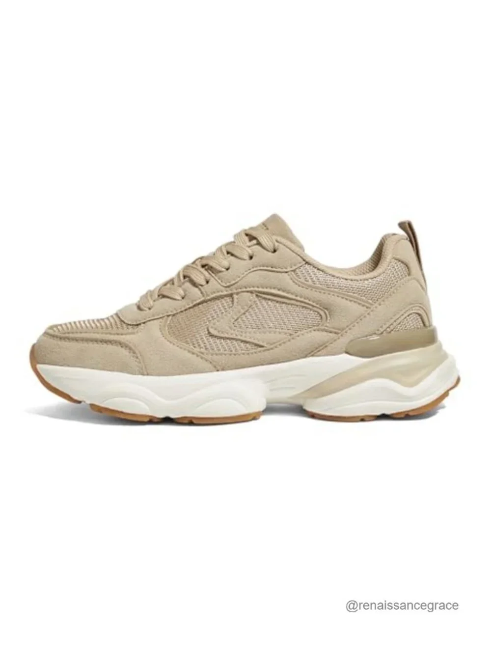 Chunky Platform Walking Sneakers Faux Leather Mesh Slip Resistant